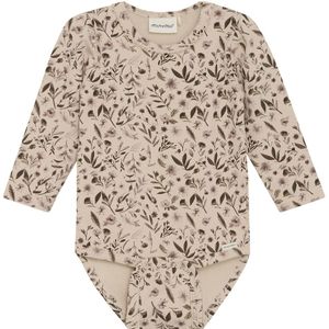 Minymo Romper l/s - Zweet - Rookgrijs m. Bloemen - Minymo - 56 - Romper L/S