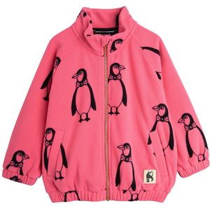 Mini Rodini Fleece Jas - Penguin - Roze - Mini Rodini - 80/86 - Fleece Jassen