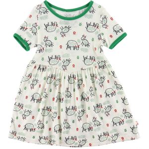 Katvig Jurk - Wol - Wit m. Koeien - Katvig - 1 jaar (80) - Jurk