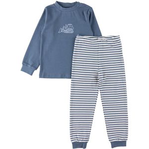 Fixoni Pyjama set - Blauw/gestreept - Fixoni - 1 jaar (80) - Pyjama - Tweedelig