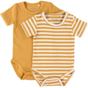 Minymo Rompers s/s - 2-pack - Amber Gold - Minymo - 50 - Romper S/S
