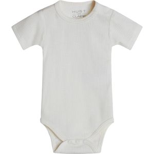 Hust and Claire Romper s/s - Inzet - Rib - Wol - Off White - Hust and Claire - 50 - Romper S/S