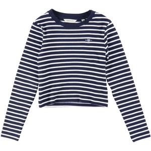 GANT Blouse - Bijgesneden - Rib - Evening Blue/Wit Gestreept - GANT - 13-14 jaar (158-164) - Shirts
