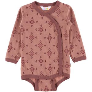 Joha Wikkelromper l/s - Wol/Katoen - Rose m. Sneeuwvlokken - Joha - 40 - Romper L/S