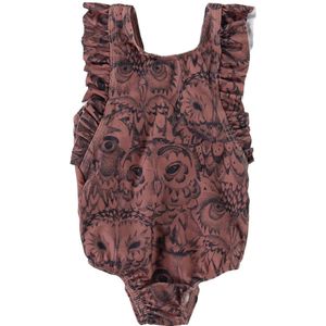 Soft Gallery Zwempak - UV50+ - Ana - Donkerroze m. Uilen/Rushes - Soft Gallery - 74 - Badmode