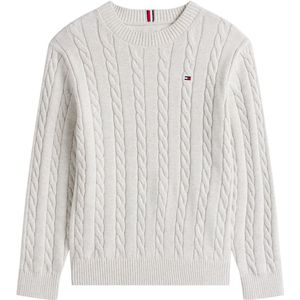 Tommy Hilfiger - COTTON CABLE SWEATER - Gebreide Trui - Grijs - Voor Kinderen tot 16 Jaar