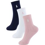 Polo Ralph Lauren - Set van 3 Paar Geribde Sokken - Navy Wit Roze - Katoen - Homewear