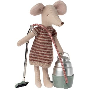 Maileg Poppentoebehoren - Stofzuiger - Muis - Chrome/Dusty Groen - Maileg - OneSize - Poppentoebehoren