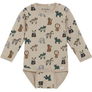 Minymo Romper l/s - AOP - Oxford Tan - Minymo - 56 - Romper L/S