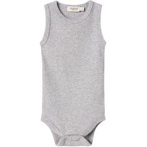MarMar Romper mouwloos - Rib - Mouwloos - Noos - Lichtgrijs Gevl - MarMar - 56 - Romper Mouwloos