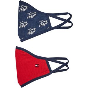 Tommy Hilfiger Gezichtsmasker - 2-pack - Navy/Rood - Tommy Hilfiger - 52 cm - Toebehoren