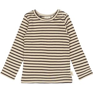 Petit Piao Blouse - Rib - Modaal - Koffieboon/Off White - Petit Piao - 1 jaar (80) - Shirts