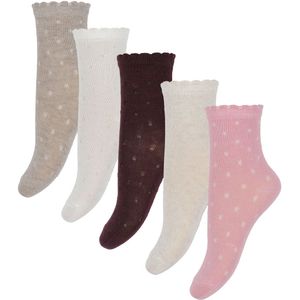 Minymo Sokken - 5-pack - Wild Rose/Paars/Wit m. Stippen - Minymo - 15/18 - Sokken