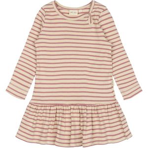 Petit Piao Jurk - Rib - Modaal - Nostalgisch Rose/Off White - Petit Piao - 1 jaar (80) - Jurk