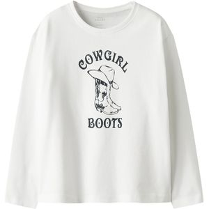 Name It Blouse - NkfVeen - Bright White/Laarzen - Name It - 7-8 jaar (122-128) - Shirts