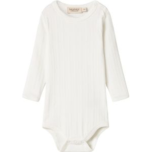 MarMar Romper l/s - Rib - Benedicte - Zacht White - MarMar - 1 jaar (80) - Romper L/S
