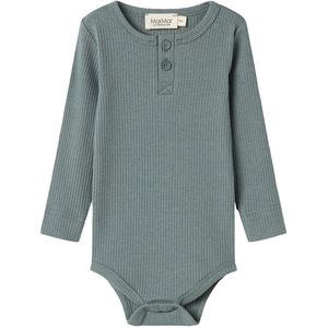 MarMar Romper l/s - Modaal - Rib - Dusty Green - MarMar - 56 - Romper L/S