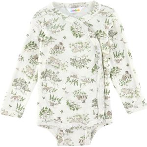 Joha Wikkelromper l/s - Wol/Zijde - Off White m. Bomen - Joha - 40 - Romper L/S