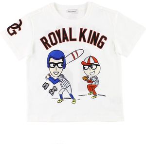 Dolce & Gabbana T-Shirt - Wit m. Stefano & Domenico - Dolce & Gabbana - 8 jaar (128) - T-Shirts