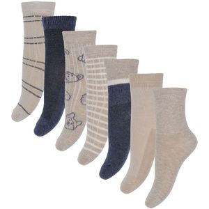 Minymo Sokken - 7-pack- Blue Nights/Beige m. Patroon - Minymo - 15/18 - Sokken
