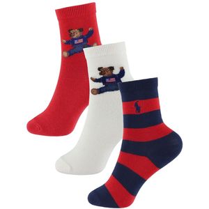 Polo Ralph Lauren - Set van 3 Paar Sokken - Rood Beige - Homewear - Katoen