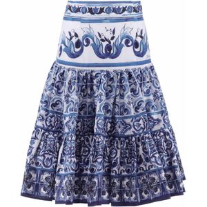 Dolce & Gabbana Rok - Blu Mediterraneo - Wit m. Blauw - Dolce & Gabbana - 5 jaar (110) - Rok