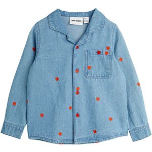 Mini Rodini Overhemd - Denim - Blauw m. Harten - Mini Rodini - 104/110 - Overhemd