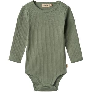 Wheat Romper l/s - Rib - Berti - Dusty Green - Wheat - 62 - Romper L/S