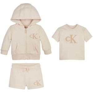 Calvin Klein Set - Cardigan/T-Shirt/Shorts - Witkop grijs - Calvin Klein - 1 jaar (80) - Shorts