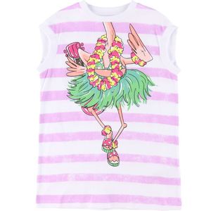 Stella McCartney Kids Jurk - Paars/Wit Gestreept m. Flamingo - Stella McCartney Kids - 4 jaar (104) - Jurk