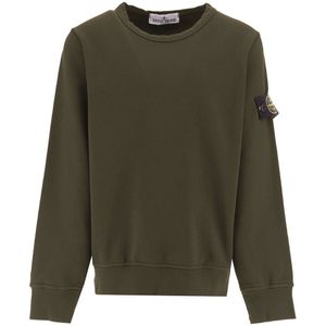 Stone Island Sweatshirt - Militair Green m. Logo - Stone Island - 8 jaar (128) - Sweatshirt