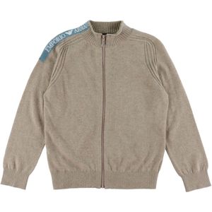 Emporio Armani Cardigan - Viscose/Wol - Beige Gevlekt m. Blauw - Emporio Armani - 12 jaar (152) - Cardigan