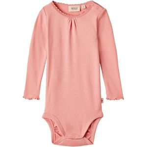 Wheat Romper l/s - Rib - Lotta - Rozet - Wheat - 1 jaar (80) - Romper L/S