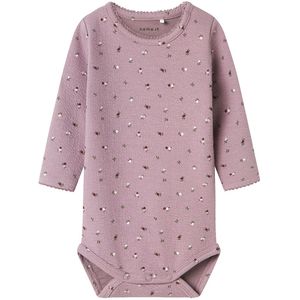 Name It Romper L/æ - NbfTusia - Elderberry m. Bloemen - Name It - 50 - Romper L/S