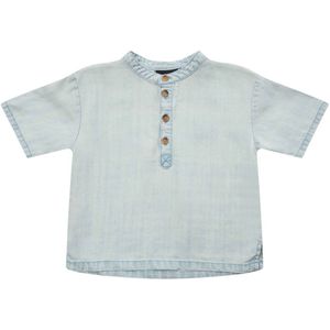 Petit by Sofie Schnoor Overhemd s/s - Blauw m. Knoppen - Sofie Schnoor - 68 - Hemd S/S