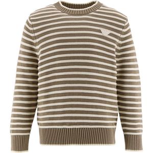 Emporio Armani Blouse - Gebreid - Wit/Bruin Gestreept - Emporio Armani - 14 jaar (164) - Shirts