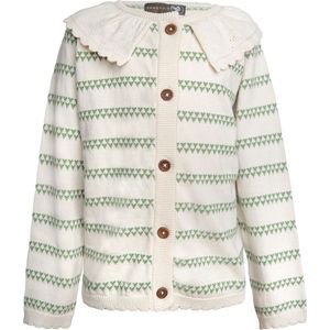 Hanevild Cardigan - Gebreid - Heart - Off White/Schalie Green - Hanevild - 4 jaar (104) - Cardigan