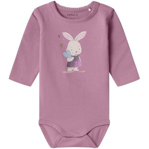 Name It Romper L/æ - NbfNejse - Mauve Orchid m. Konijn - Name It - 56 - Romper L/S