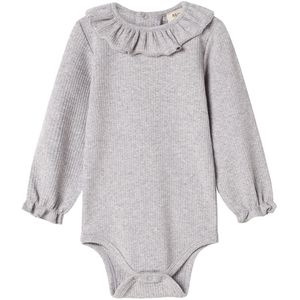 MarMar Romper l/s - Rib/Modaal - Brandine - Light Grey Melange - MarMar - 56 - Romper L/S