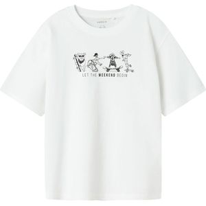 Name It T-Shirt - NkmBocalle - Bright White m. Print - Name It - 7-8 jaar (122-128) - T-Shirts