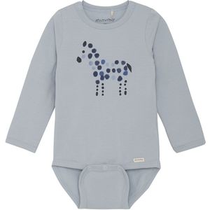Minymo Romper L/æ - Blue Mist m. Print - Minymo - 68 - Romper L/S