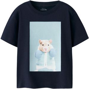 Name It T-Shirt - NmmVoto - Navy Blue/Boksende Hamster - Name It - 6 jaar (116) - T-Shirts