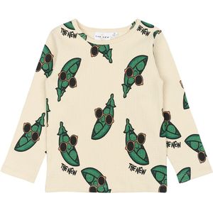 The New Siblings Blouse - Rib - TnstNevi - White Swan/Groen m. E - The New - 1 jaar (80) - Shirts
