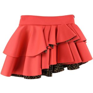 Fendi Rok - Neopreen - Rood/Bruin m. Allover Logo - Fendi - 8 jaar (128) - Rok