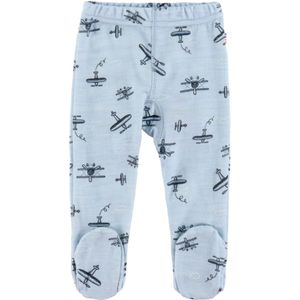 Joha Leggings m. Voet - Wol/Bamboe - Lichtblauw m. Print - Joha - 40 - Leggings - Wol