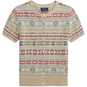 Polo Ralph Lauren Cardigan - Katoen/Wol - Beige/Multicolour - Polo Ralph Lauren - 8-10 jaar (128-140) - Cardigan