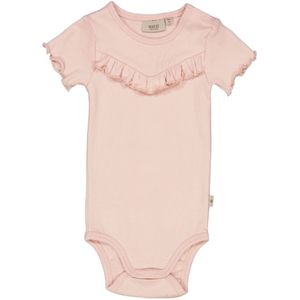 Wheat Romper s/s - Ruffle - Rib - Powder - Wheat - 62 - Romper S/S