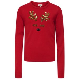 Kids Only Blouse - Gebreid - KogXmas - Salsa/Pailletten Gewei - Kids Only - 9-10 jaar (134-140) - Shirts