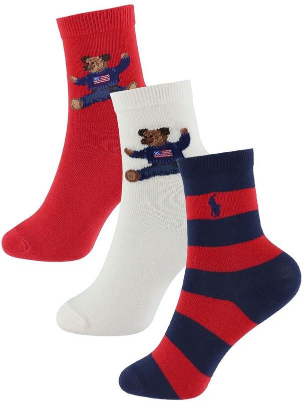 Polo Ralph Lauren - Set van 3 Paar Sokken - Rood en Wit - Homewear - Katoen
