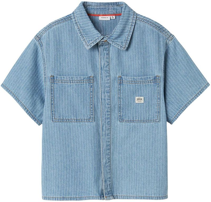 Name It Overhemd - NkmFelix - Light Blue Denim/Strepen - Name It - 9 jaar (134) - Hemd S/S